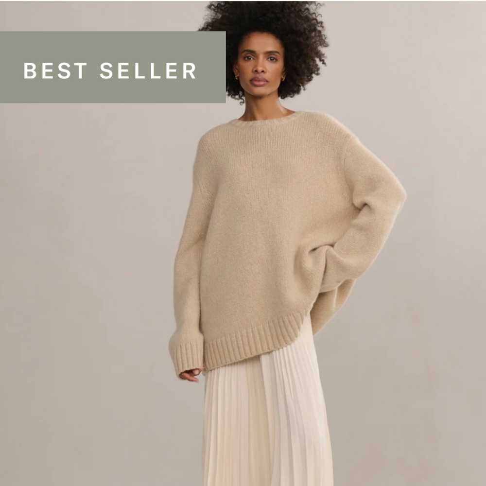 Jenni Kayne Cashmere Amelia Crewneck Sweater Warm Sand XS/S Oversized EUC! HP🥳 - Picture 4 of 12